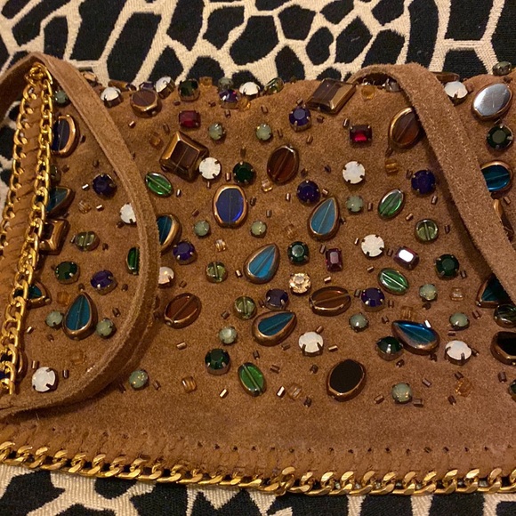 Mary Frances Suede Embellished Shoulder Bag